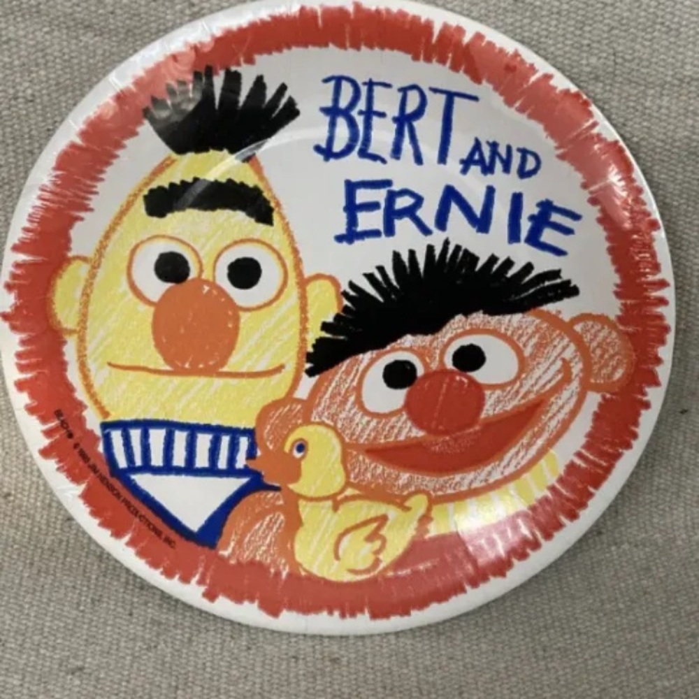 8 Vintage Bert and Ernie Duckie Sesame Street 7” birthday party plates paper new